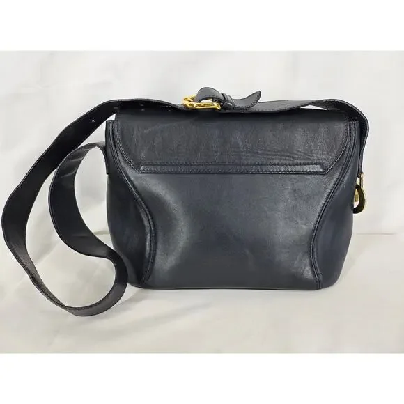 LANCEL VINTAGE BLACK LEATHER SHOULDER BAG – FRONT FLAP – MADE IN ITALY 10"x8"x4" - Picture 2 of 16